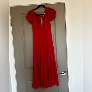 Red midi dress
